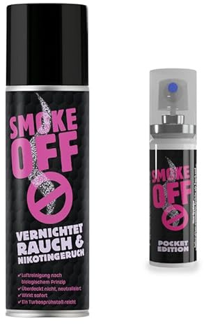 Akut SOS Clean SMOKE OFF Spray zur Rauchvernichtung - neutralisiert Rauch-, Nikotin- und Brandgerüche - 300ml +15ml Dose - entfernt langfristig Nikotin- Brandgerüche