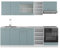 Vicco Küchenzeile R-Line, Küchenblock, Blau-Grau/Weiß, 240 cm, AP Marmor