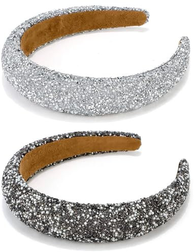 2 Bandeaux en Strass Pièces, Bandeaux en Cristal Étincelant À la Mode, Bandeaux Décorés de Cristaux, Adaptés aux Femmes et aux Filles À Porter Quotidiennement, Fête de Mariage