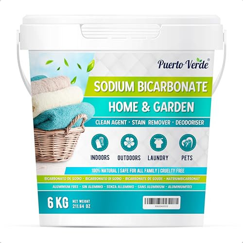 Puerto Verde • Bicarbonate de Soude 6 Kg. Bicarbonate de Sodium sans Aluminium, 100% Naturel. Bicarbonate de Soude pour Ménager. Dégraissant, Détachant et Désodorisant. Production Européenne.