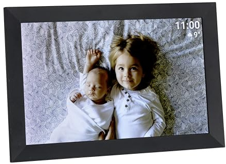 TFA Dostmann Digital WLAN foto bildram 10 tum, 37 1000, med FRAMEO-app, USB-port, för video och foton, tid vädervisning, enkel installation, svart