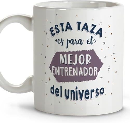 LolaPix Regalos entrenador futbol. Tazas de cafe originales. Regalo entrenador. Regalo entrenadora. Taza cerámica 330 ml.
