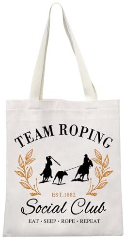 MYSOMY Tragetasche für Team Ropers Social Club, Teamseil, Seil, Geschenk, Bull-Rider-Team, Roper, Cowboy, Rodeo, Tragetasche, Geschenk für Mütter, Team Roping Tb3, 13.7inch*15inch