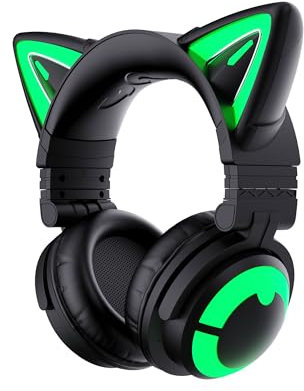 YOWU RGB-Katzenohr-Kopfhörer CE kabelloses 5.2 faltbares Gaming-Headset (CE, Schwarz)
