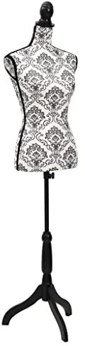 CINDERFUL Damenbüste Schneiderpuppe Torso Schwarz Weiß,Verstellbare Damenbüste für Modeprofis und Bekleidungsgeschäfte