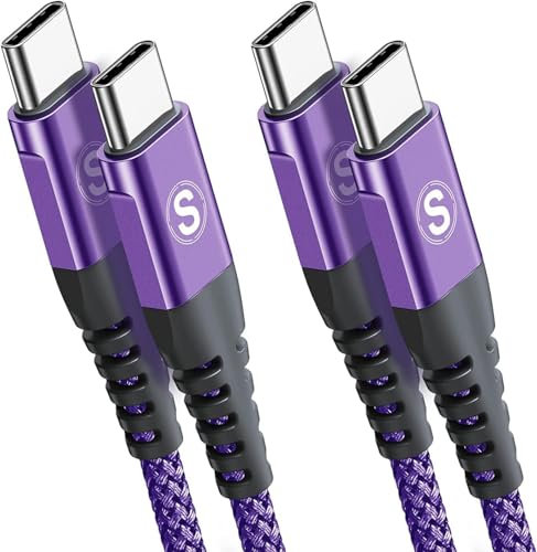 Lot de 2 câbles USB C vers USB C60 W, 2 m,charge rapide USB type C, en nylon tressé, pour i Phone 16 15 Pro Max, Samsung Galaxy S2 4 S23 S22 S21 Ultra FE Plus Note 20, i Pad ProMacBook Air Pixel