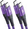 2 cavi da USB-C a USB-C da 60 W e 2 m, ricarica rapida, in nylon intrecciato, per iPhone 16, 15 Pro Max, Samsung Galaxy S24, S23, S22, S21, Ultra, FE Plus, Note 20, iPad Pro, MacBook Air Pixel