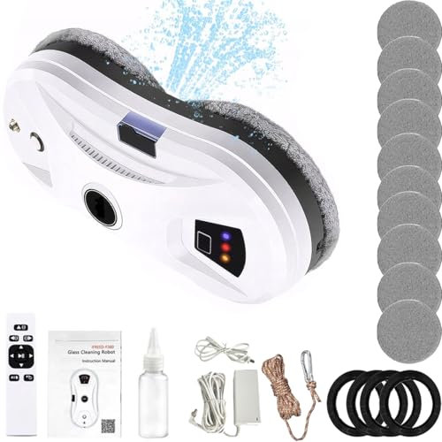 Hooha Elektrischer Fensterreiniger Automatische Wassersprühfunktion Fernbedienung 5600Pa starke Saugkraft Mit Sicherheitskabel Für Glas/Fliesen/Spiegel alle Arten von glatten Oberflächen