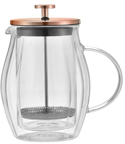Klausberg Teezubereiter Kaffeebereiter French Press 600ml / 5 Tassen, Kaffeepresse Edelstahl filter, Doppelwandige Isolierte Kaffeekanne, Teekanne, Deckel in Roségold (KB-7722)