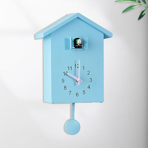 Kamanan Orologio da Parete a Cucù con Funzione di Riposo Notturno,Orologio da Parete a Cucù Moderno con Pendolo,Orologio da Parete Regalo per Casa,Soggiorno,Ufficio,Vintage Orologio (Blu)