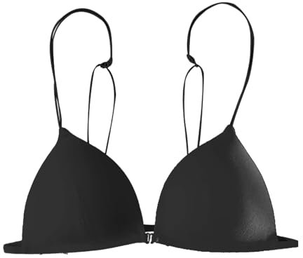 Reggiseno Bianco Reggiseno Spalline Removibili Bralette a Triangolo Elasticizzato Reggiseno Bianco Reggiseno Spalline Removibili (Black, M)