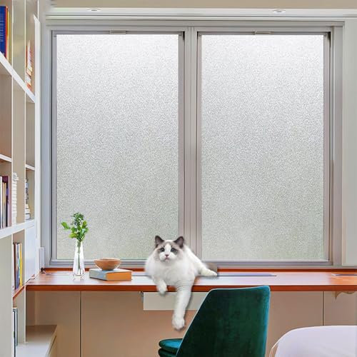Fensterfolie Sichtschutz 60 x 230 cm, Selbsthaftend Blickdicht, Wärmereflektion Hitzeabweisend, Gegen Hitze, Milchglasfolie Küche Glastür Milchglas, Rein matt