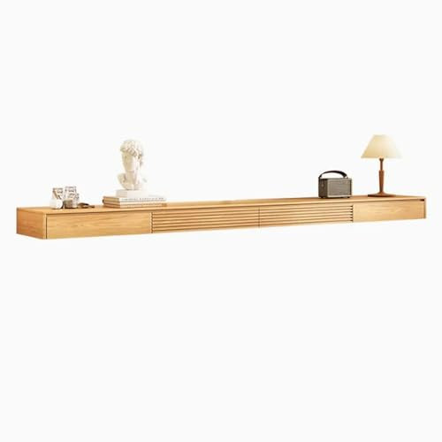 TV Cabinet Simple Wall Hanging Floating TV Stand, 86.6'' Wall Mounted TV Stand with LED Light for Up to 90 Inch TVs, Entertainment Center Media TV Console with Cabinet and Drawers for Living Room, Bed