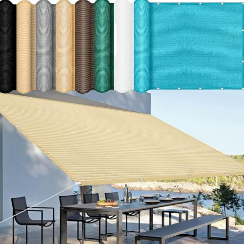 Voile D'Ombrage Pare Soleil Jardin 250 x 250 cm Protection UV 98% Toile Solaire Voile Ombrage Pergola Perméable avec Corde pour Extérieur, Jardin, Terrasse, Balcon, Couleur Crème
