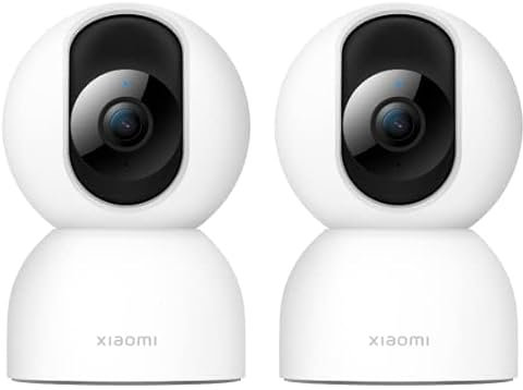 Xiaomi Smart Camera C400, Telecamera WiFi per Interno, Rotazione 360°, Rilevamento Umano AI, Risoluzione 2K, Chiamate Vocali Bidirezionali, 2.4GHz/5GHz, Controllo App, Alexa & Google (Confezione da 2)