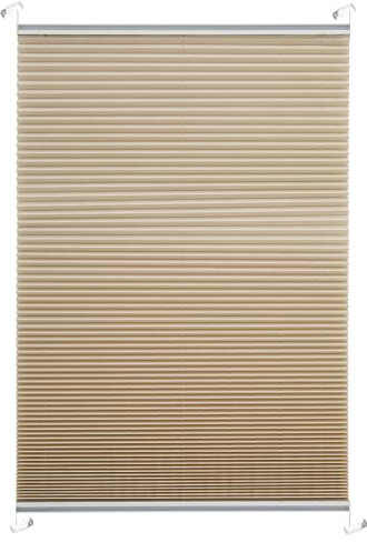 Brillant® Premium Plissee ohne Bohren zum Kleben, Plisseerollo mit Aluminium-Klebeleiste | Sonnenschutz & Sichtschutz für Fenster & Balkontür | Beige - Sand | 60x130 cm (BxH)