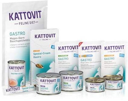 KATTOVIT - Gastro Probierpaket Medium für ausgewachsene Katzen zur Unterstützung des Magen-Darm-Systems | Trocken- & Nassfutter, Cat Cream und Katzendrink