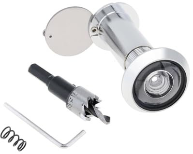 16mm 200 Degree Door Viewer HD Glass Lens Wide Angle Security Door Peephole with Drill Bit Set for Doors 1.57-2.56inch Thickness(Silver Drill Bit)