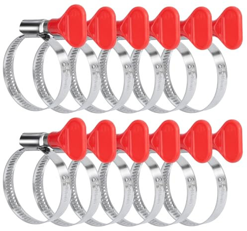 ilauke 12 Stück Schlauchschellen Set, 25-40mm Einstellbare Schlauch Clips Rohrschellen, Edelstahl Schlauchschelle Schlauchklemme mit Griff, für Pool Waschmaschine Wasserrohr Gasrohr Garten Auto Kfz