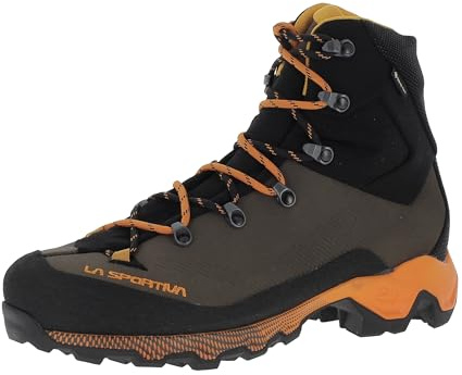 LA SPORTIVA Chaussures de montagne Aequilibrium Trek GTX - Imperméables et stables - Avec dessus en cuir nubuck et semelle extérieure adhérente - Bottes de montagne, Carbone Savana, 44 EU