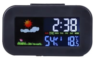 Ujjdwiurgh Weather Station Clock with Color Display Temp&Humidity Monitor Backlit for Kids Teens Students - Bedroom Dorm Desk