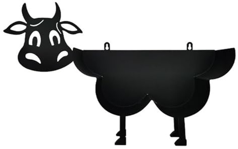 Sheep Toilet Paper Holder, Matte Black Animal Style Toilet Tissue Holder, Cat Tissue Roll Stacker, Freestanding & Wall Mount Toilet Tissue Storage Container for Bathroom (Cattle)