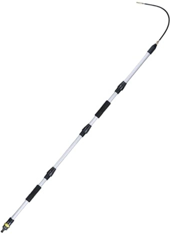 Gutter Cleaning Pole - 7ft Adjustable Rotating Heavy-Duty Long Reach Wand, Bendable Pivot Head Gutter Brush Cleaner Tool, Rain Roofing Cleaning Equipment | for House Leaves Trash Twigs Pool Eaves