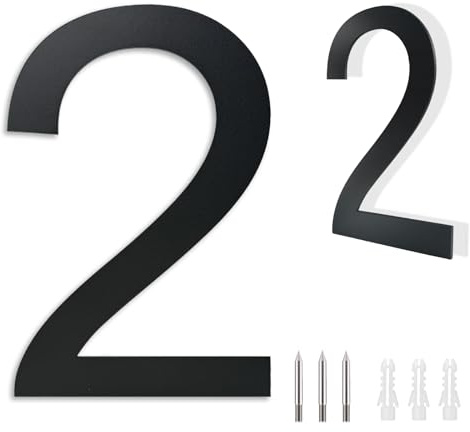 ZCLIKEU Numéro de maison anthracite en acier inoxydable RAL 7016 - Résistant à la corrosion - Hauteur 20 cm - Pour maison, appartement, bureau, garage (chiffre 2)