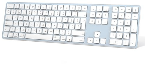 OMOTON Bluetooth Keyboard for Mac, Wireless Keyboard Rechargeable for MacBook Air/Pro/Mac Mini/iMac/iMac Pro, with 3 Bluetooth Channels, Full-Size, Quiet Typing, QWERTY UK Layout, Blue