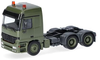 Herpa LKW Modell Mercedes-Benz Actros L (96) MP1 Zugmaschine 3achs (6x4), olivgrün (Belgien), Military, Miniatur im Maßstab 1:87, Sammlerstück, Made in Germany, Kunststoff
