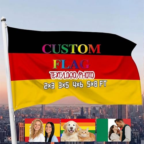 Solarix Personalisierte Fahne, Individuell Mit Foto, Logo Und Text Bedruckbar, Klarer Professioneller Druck, Für Garten, Geburtstag Und Feiertage, Ein- Oder Zweiseitig, Verschiedene Größen