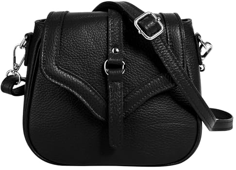 Cluty Umhängetasche Echt Leder Damen schwarz 101170