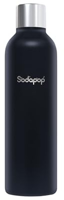 Sodapop 0,75L Edelstahlflasche schwarz, hält bis zu 12h kalt und warm | ausschließlich für Sodapop Wassersprudler Logan & Cooper Pro, doppelwandig