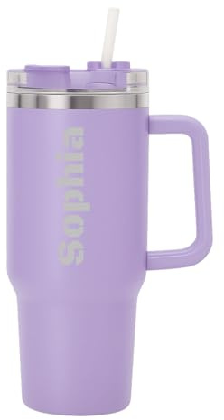 Personalised 40oz Stanley Tumbler with Handle & Straw, Lilac
