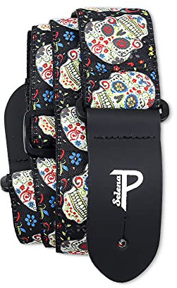 Perri's Leathers Ltd. - Gitarrengurt - Nylon - Jacquard - The Hope Collection - Sugar Skulls - Einstellbar - Für Akustik-/Bass-/Elektrogitarren - Hergestellt in Kanada (TWS-6802)