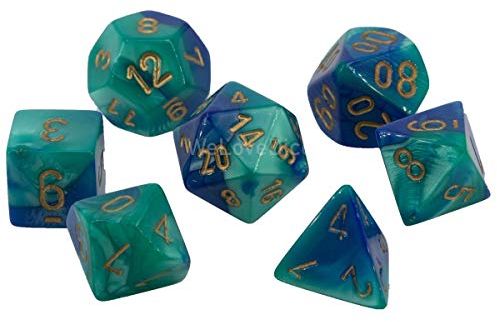 Chessex Says: CHX26459 Gemini Nut Set: Blue-Teal/Gold (7)