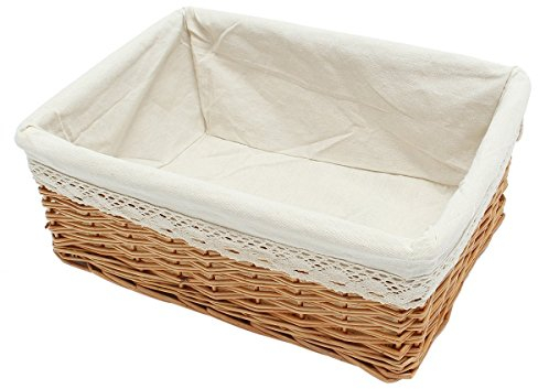 OUNONA Cesta de mimbre rectangular multiusos con forro extraíble lavable, 30 x 21 x 9 cm, tamaño S