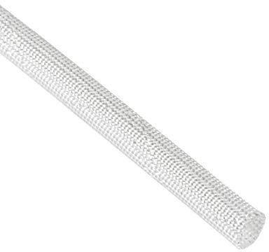 sourcing map Weiße 600C Temperaturbeständigkeit PVC-Glasfaserkunststoff-Isolierhülse 5M lang 8mm Durchmesser