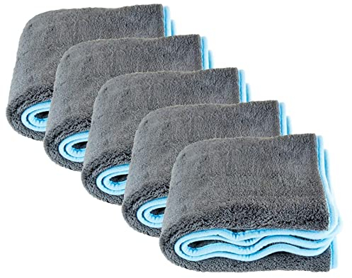 Liquid Elements – Auto Trockentuch Silverback XL 1200 GSM 50 x 80 cm – weiches Mikrofasertuch zur Autopflege – extrem saugstark, fusselfrei & lackschonend (5 Stück)