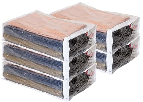 Set of 5 Clear Vinyl Zippered Storage Bags 11 x 15 x 4 Inch