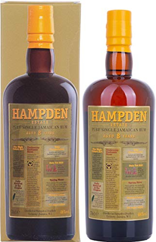 Hampden Pure Single Jamaican Rum aus Zuckerrohr 700 ml, 46% Vol. | Fruchtige, Süße Noten, Würzige Noten von rotem Pfeffer & Nelken, 7 Jahre in Eichenfässern gelagert, Ohne künstliche Zugabe von Zucker