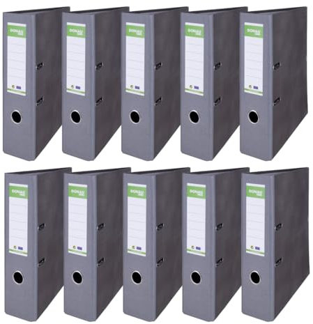 DONAU ECO Ordner Basic/Economy / A4 8 cm Breit / 10er Pack - 10 Stück/Farbe - Graumelange mit Grau/Briefordner Büroordner Pappordner
