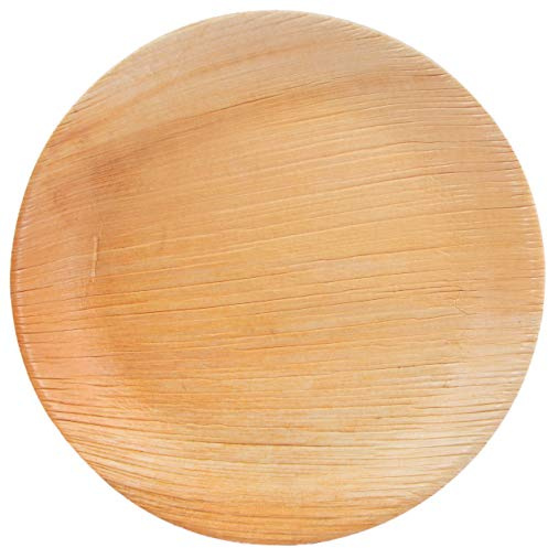 100 Palmblattteller rund Ø25 cm, Palmblattgeschirr Set aus Palmblatt Einwegteller 100% kompostierbar, umweltfreundlich für BBQ, Party, Grillen Outdoor