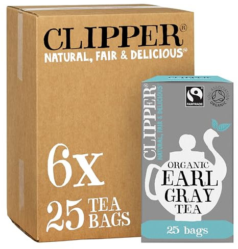 Clipper Organic Earl Grey Tea Bags | Natural, Unbleached, Plant-Based Biodegradable & Non GM Black Tea | Eco Conscious & Fair Trade Tea Bags | Individually Wrapped with String & Tag (150 Teabags)