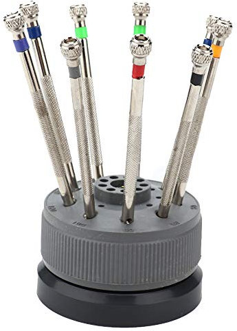 Salmue Cacciavite Orologio Kit Strumenti Cacciavite per Riparazione Orologio 9 Pezzi 0,6 mm-2,0 mm, Precision Lama Piastra Vite a Testa Spaccatura Driver Cacciavite orologiaio Riparazione Strumenti,