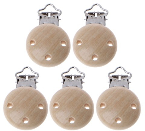 VAILANG 5 Stück Metall Holz Baby Schnuller Clips Infant Schnuller Verschlüsse Halter Zubehör