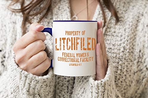 Orange Is The New Black Inspired Litchfield Prison Blauer Griff-Becher Kaffee-Tee-Becher 330 ml Mug Cup Tasse
