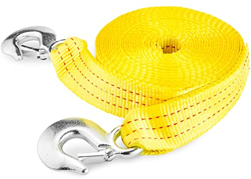 NEIKO 51008A Heavy Duty Tow Strap with Hooks, 2” x 30’, 10,000 LB Capacity, Tow Rope for Vehicles, Cars, Trucks, ATV Tow Strap
