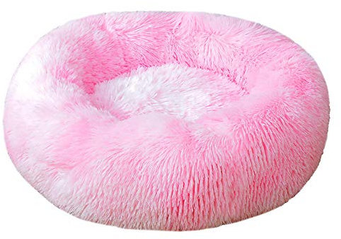 FANSU Panier Rond Chien Coussin Chat Panier Donut, pour Chats et aux Petits Chiens de Taille Moyenne Animal Domestique Nest Deep Sleep Pet Matelas Lavable en Peluche (Tie Dye en Poudre,120CM)