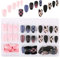 UFLF 72 Pz Unghie Finte Colorate Corte per Ragazza Nail Art Copertura Completa Unghie Artificiali Decorazione Fai da Te Arte Unghie